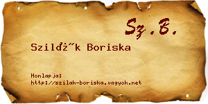 Szilák Boriska névjegykártya